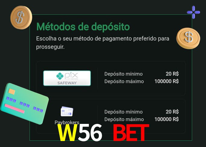 O cassino W56 BET oferece uma grande variedade de métodos de pagamento